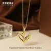 Collar con Colgante en Forma de Corazón de Zirconia Incrustada en Acero de Titanio Accesorio Acero Inoxidable Dorado Simple Collar del Día de la Madre para Mujeres