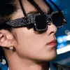 Nuevas gafas de sol de moda cuadradas para hombre y mujer con incrustaciones de diamantes de alta calidad, gafas de sol transfronterizas europeas y americanas para discoteca y club nocturno, gafas de sol de moda