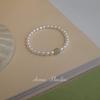 Pulsera Retro de Plata de Ley de Alta Calidad Disparo Real Perla de Agua Dulce Grano de Arroz Corto Grueso 4-5mm Jade Hetian Natural