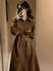 Vestido-camisa vintage estilo coreano de outono para mulheres, novo modelo 2026, elegante e moderno, acinturado, afunilado em A