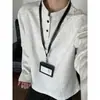 Estilo Americano Otoño/Invierno Nuevo Top Versátil Diario para Hombre Diseño de Capa Base Color Sólido Simple Personalidad Botón Manga Larga Camisa