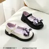 Zapatos de piel para niña en tallas 31-36, nuevo modelo de principios de primavera, estilo Mori girl, zapatos de princesa para niñas pequeñas, zapatos de suela antideslizante para niños, piel negra