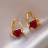 Brincos de Coração Vermelho para Mulheres, Exquisitos e de Alta Qualidade, Festivos e Únicos, Novos Brincos Populares Outono e Inverno 2026