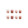 Unhas Curtas Usáveis Cor Simples Gelo Saltitante Vermelho-Marrom Translúcido Manicure Gradiente Clareamento Unhas Elegantes 24 Peças