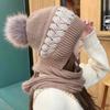 2022 nuevo sombrero bufanda integrado engrosado cálido invierno protección para los oídos protección facial tejido de lana bufanda con capucha