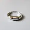 JZ47 Diseño de Nicho Plata de Ley 925 Glaseado Mínimo Plata Lisa Anillo Chapado en Oro para Mujeres Estilo Celebridad de Internet Anillo Simple