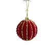 Nuevo producto transfronterizo: Adornos de bola de Navidad flockados color vino de 8 cm, con purpurina y parte trasera adhesiva, bolas de plástico para decoraciones de árbol de Navidad