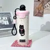 Taza de Hielo con Bola Flotante, Taza Termo de Acero Inoxidable de Doble Capa de Aspecto Elegante, Taza Portátil con Cuerda y Popote, Vaso Lindo con Animales