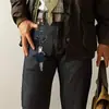 Llavero de Montañismo de Fibra de Carbono Camping al Aire Libre Patrón de Cuero Cuerda de Alambre Adhesiva Mochila Pesca Anti-pérdida Hebilla Fácil de Tirar en stock