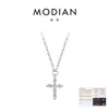 Colar Cruz de Prata Esterlina S925 com Moissanita Cor D MODIAN para Mulheres Estilo Europeu e Americano Hip Hop Personalidade Corrente para Clavícula