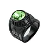 Anillo de acero de titanio transfronterizo EE. UU.. anillo de soldado al por mayor Anillo de acero de titanio con gema de personalidad para hombre de moda