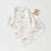 Ropa de dormir para bebé estilo fino niña bebé niño algodón puro verano manga larga conjunto ropa de casa ropa interior traje para aire acondicionado