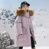 Nueva Chaqueta de Plumón de Invierno 2025 para Niños Chaqueta Larga Media Engrosada para Niños Tallas Mediana y Grande Chaqueta con Capucha de Plumón de Pato Blanco para Niños