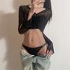 Nova moda laço feminina cueca em forma de t cinto fino sexy confortável respirável roupa interior feminina 7613