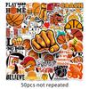 50 hojas de pegatinas de dibujos animados de baloncesto para equipaje, pegatinas de grafiti impermeables para decoración de scooter, ordenador y tableta