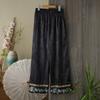 Pantalones Rectos Bordados Chic de Estilo Chino Nuevos Pantalones Casuales Primavera, Verano y Otoño Nuevos Versátiles Adelgazantes Cintura Elástica Pantalones para Mujer
