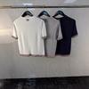 Nuevo producto TB de tejido de punto con cuello redondo y mangas cortas, tejido de lino, moderno, con costuras que combinan con todo, para verano.