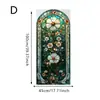 Película Eletrostática Fosca de Vidro Colorido, Translúcida e Opaca, Película para Janela com Padrão Floral Geométrico Verde, Especialmente Projetada para Banheiros