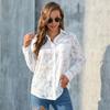 2025 Moda Europea y Americana Amazon Caliente Transfronterizo Suelto Casual Manga Larga Camisa de Gasa Sexy Top Camisa Ropa de Mujer