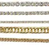 Moda Para Ir al Trabajo Cadena de Metal con Pedrería Dorada Plateada Juego de Tobilleras Metálicas de Doble Capa Suministro de Joyería Transfronteriza Venta al por Mayor