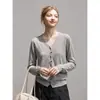 Suéter de Punto Minimalista de Color Sólido con Cuello en V y Mangas Largas Otoño/Invierno Yinhe STUDIO para Mujer, Top Casual Versátil y Elegante