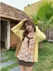 Camisole Floral Falsa de Duas Peças Pura Sexy para Mulheres, Top Soltinho Elegante de Verão, Sexy e Emagrecedor com Amarração