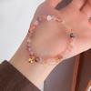 Literatura y Arte Estilo Retro Chino Moda Nacional Pegamento Rojo Flor Cristal Pulsera para Mujer Sentido del Diseño Temperamento Simple Pulsera con Cierre de Seguridad