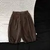 Pantalones de linterna de otoño estilo coreano para bebés niños y niñas, cintura elástica, puños en los tobillos, pierna ancha, pantalones exteriores holgados para niños pequeños, modernos
