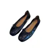 Versão em Pele de Ovelha~Sapatos Franceses de Couro Genuíno Femininos Planos Sapatos Gentis de Noite Sapatilhas de Ballet com Laço Sola Macia Sapatos de Rolo de Ovo