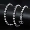 Collar de Cuentas de Buda Clásico Chapado en Plata Estilo Coreano Cuentas Redondas Huecas Brillantes Collar para Hombre Collar Simple Joyería Moderna de Moda