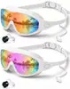 Gafas de Natación para Adultos con Tapones Integrados, Montura Grande, Antiempañantes, Alta Definición, Unisex, Stock de Fabricante, Campo de Visión Amplio, Fábrica de Gafas de Natación