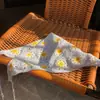 Bufanda Triángulo Floral Frances de Influencer de Moda Pañuelo para la Cabeza Diadema de Punto Linda Pañuelo de Seda Accesorio para el Cabello de Gama Alta Verano
