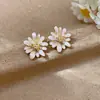 Brincos de Agulha de Prata com Zircônia, Folhas, Gotas d'Água e Franjas, Brincos de Botão Levemente Luxuosos e Avançados, Design Fresco e Doce, Nicho