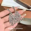 Permítanme brillar con el mismo estilo que la estrella Yan: Aretes de Borla con Forma de Diamante de Pedrería, Modernos para el Uso Diario, Elegantes Estilo Socialité, Aretes para Fiesta Nocturna