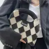 Bolso de Punto con Patrón de Diamantes, Bolso de Mano Tejido Fly-Knit Personalizado para Mujer, Bolso de Mano de Hilo de Invierno, Bolso Portátil, Estilo Nicho Coreano
