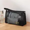 Nova Bolsa de Maquiagem de Rede Bolsa de Armazenamento de Cosméticos de Viagem Grande Capacidade Portátil Tecido de Rede Transparente Lavável