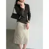 Suéter tejido de punto ajustado con cuello en V y diseño de nicho LUXI para mujer, otoño 2026 estilo coreano adelgazante clásico de manga larga ss1098