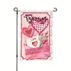 Bandera de Jardín Moderna para el Día de San Valentín 2026 Poliéster Estampado de Corazón Aniversario Boda Bandera para Exteriores Bandera de Césped