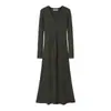 Vestido de Punto de Diseño de Alta Gama Coreano con Cuello en V para Mujer Otoño e Invierno 2025 Ropa Exterior y Jersey Base Interior Vestido de Falda Larga