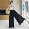 Calça-saia Yamamoto de algodão e linho de seda gelada branca para mulheres, novo estilo de verão, com caimento relaxado, proteção solar, secagem rápida, calça-saia de perna larga na cor damasco