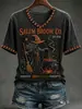 Camiseta de mujer de cuello en V impresa en 3D más vendida transfronteriza, estilo europeo y americano, corte holgado, top casual para mujer de Halloween, camiseta con estampado digital