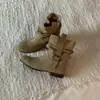 Versión de Piel de Vaca ~ Botas de Pana Plisada Retro para Mujer Estilo Coreano Nicho Maillard Botines Botas de Vaquero Occidentales Botas de Jinete