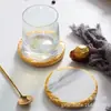 El tamaño se puede personalizar según las necesidades del cliente. Posavasos Nórdicos Simples de Mármol Natural con Bordes Dorados, Decoración Creativa para el Hogar para Habitaciones Modelo