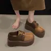 Separador de Dedos Falso Sapatos Únicos de Solado Grosso Retrô Femininos 2026 Nova Coleção Primavera/Outono Plataforma Estilo Acadêmico Aumentador de Altura Mocassins Birkenstock