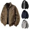 Chaqueta de motocicleta holgada, elegante y genial para otoño e invierno con cuello alto, moderna y a la moda, adecuada para ir al trabajo, versátil, diseño de retazos y estilo de chaqueta de cuero para hombre