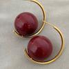 Aretes de Perlas Rojo Vino de Lujo Ligero de Estilo Francés de Alta Gama para Mujer Simples Elegantes Combinables Retro 2023 Nuevo Arribo