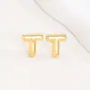 Pendientes de letras de burbuja lisas con baño de cobre y oro real transfronterizos, moda, temperamento, Joker, nuevos pendientes exquisitos, venta al por mayor