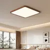 Luminária de teto para quarto estilo vintage Guoguo, padrão de madeira de nogueira, proteção ocular de espectro total, design "feijão de leite", luminária para quarto de criança, ferro, outros materiais