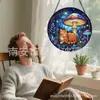 Colgante de Vidrio Pintado de Hongo Gato Naranja Cruzado Adorno de Vidrio para el Hogar Decoración de Ventana Atrapasoles para el Jardín