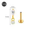 Aleación de Titanio G23 0.9 Dientes Colgante Microincrustado Circonita Varilla de Fondo Plano Pendientes de Rosca Interna Corazón de Melocotón Estrella Pendientes para Piercing